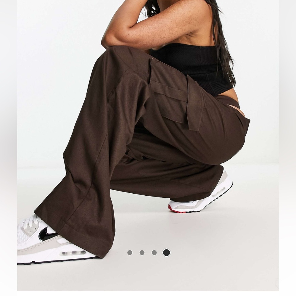 Public Desire Brown Cargo Pants Relaxed Fit
